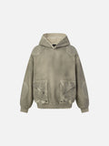 DAXUEN faded olive green distressed waffle knit hoodie