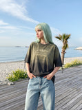 DAXUEN distressed ombre vintage graphic t-shirt — model photo