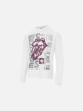DAXUEN black long-sleeve tee with distressed open-mouth graphic