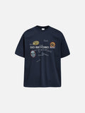 DAXUEN black oversized distressed oval graphics T-shirt