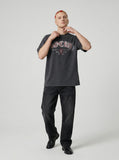 DAXUEN Distressed oversized short-sleeved t-shirt with graphics — model photo