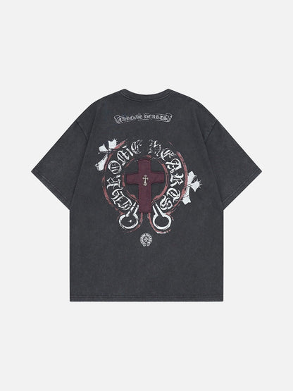 DAXUEN Distressed oversized short-sleeved t-shirt with graphics