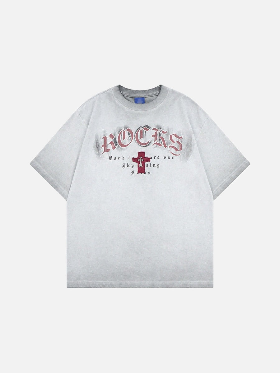 DAXUEN Distressed oversized short-sleeved t-shirt with graphics