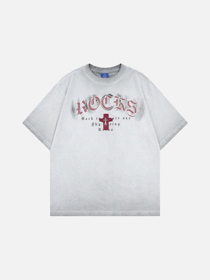 DAXUEN Distressed oversized short-sleeved t-shirt with graphics