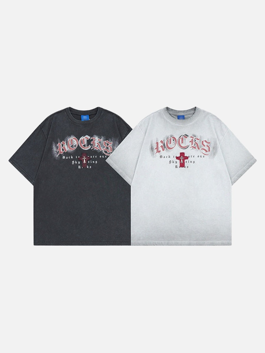 DAXUEN Distressed oversized short-sleeved t-shirt with graphics