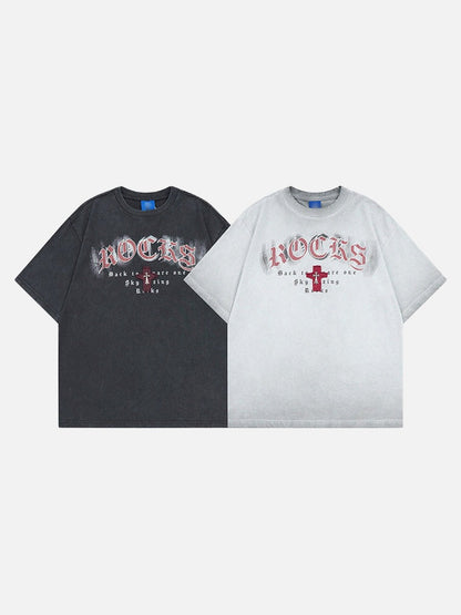 DAXUEN Distressed oversized short-sleeved t-shirt with graphics