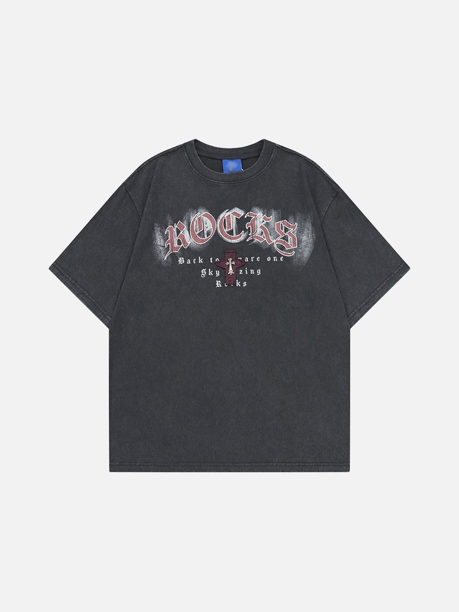 DAXUEN Distressed oversized short-sleeved t-shirt with graphics