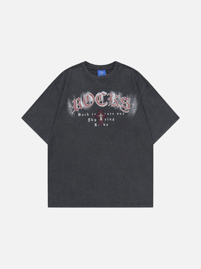DAXUEN Distressed oversized short-sleeved t-shirt with graphics