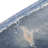 DAXUEN light to medium blue distressed patchwork wide-leg denim jeans
