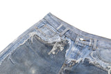 DAXUEN light to medium blue distressed patchwork wide-leg denim jeans