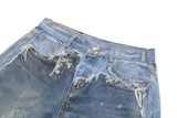 Distressed Patchwork Wide-Leg Denim Short
