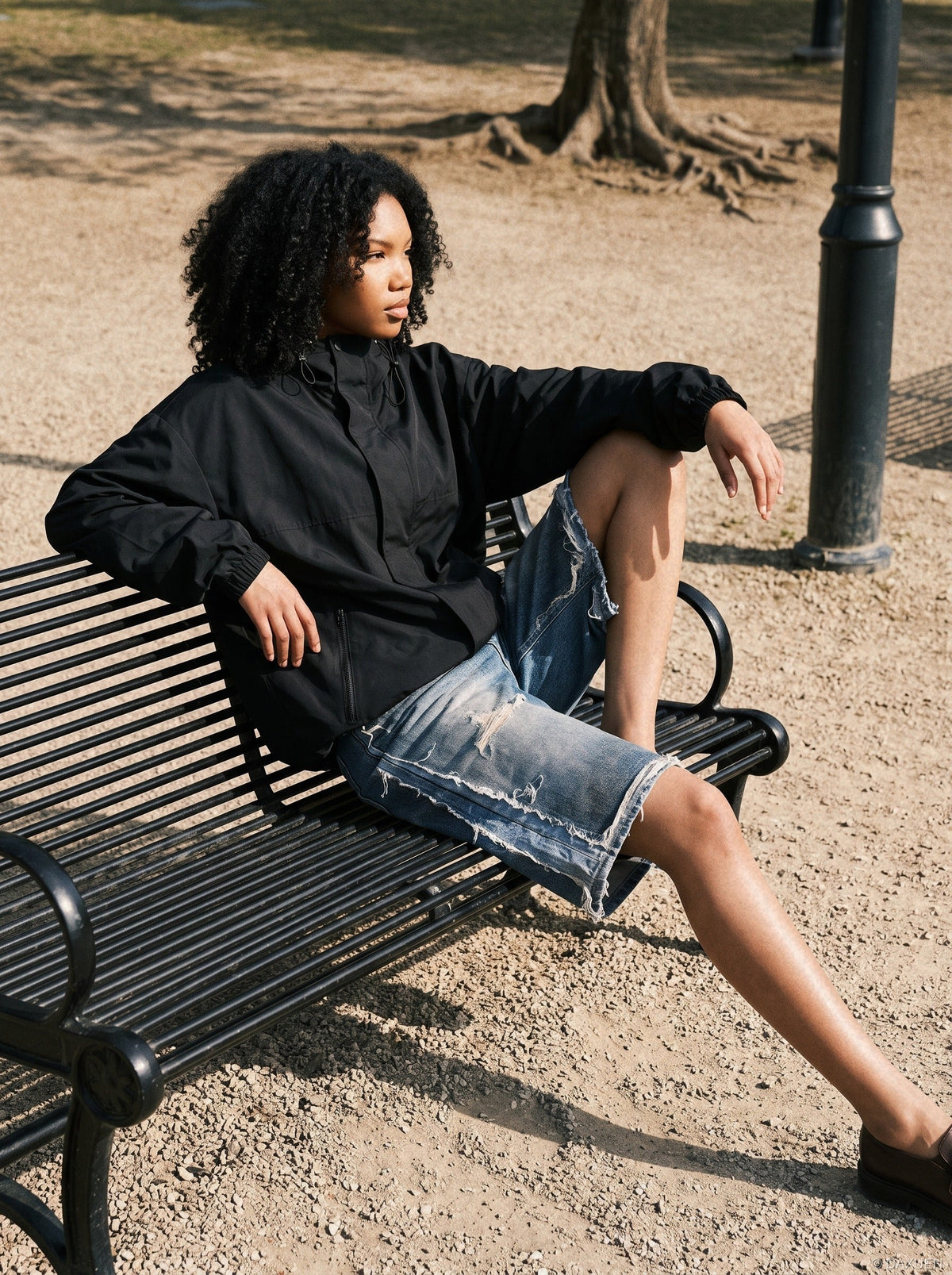 Distressed Patchwork Wide-Leg Short