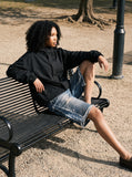 Distressed Patchwork Wide-Leg Short