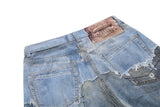 Distressed Patchwork Wide-Leg Denim Short