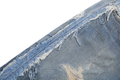 Distressed Patchwork Wide-Leg Short