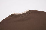 DAXUEN brown oversized distressed pink block graphic layered tee