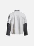 DAXUEN brown oversized distressed pink block graphic layered tee