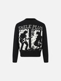 Distressed Pixelated Rock Graphic Knit Sweater