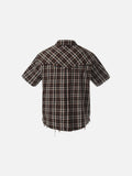 DAXUEN Distressed plaid button-up shirt with frayed edges