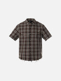 DAXUEN Distressed plaid button-up shirt with frayed edges