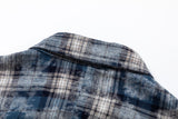 DAXUEN blue and black distressed plaid button-up shirt