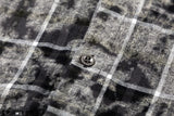 DAXUEN blue and black distressed plaid button-up shirt