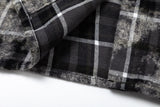 DAXUEN blue and black distressed plaid button-up shirt