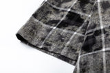 DAXUEN blue and black distressed plaid button-up shirt