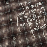 DAXUEN brown plaid faux-layered button-up shirt