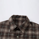 DAXUEN brown plaid faux-layered button-up shirt