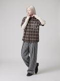 DAXUEN brown plaid faux-layered button-up shirt — model photo