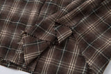 DAXUEN brown plaid faux-layered button-up shirt