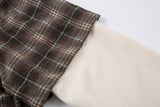 DAXUEN brown plaid faux-layered button-up shirt