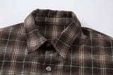DAXUEN brown plaid faux-layered button-up shirt