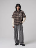 DAXUEN brown plaid faux-layered button-up shirt — model photo