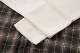 DAXUEN brown plaid faux-layered button-up shirt