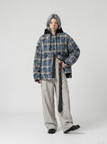 Distressed Plaid Oversized Jacket