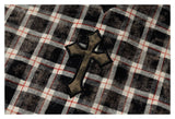 DAXUEN plaid oversized distressed long-sleeve shirt