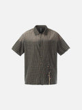 DAXUEN Distressed plaid short sleeve collared shirt
