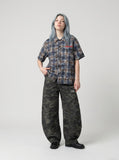 DAXUEN Distressed plaid short-sleeved shirt with embroidery — model photo