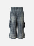 DAXUEN Distressed plaid wide-leg cargo pants