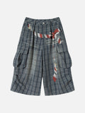DAXUEN Distressed plaid wide-leg cargo pants