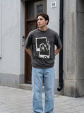 DAXUEN faded light grey oversized polaroid graphic t-shirt — model photo