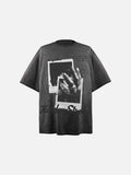 DAXUEN faded light grey oversized polaroid graphic t-shirt