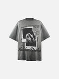 DAXUEN faded light grey oversized polaroid graphic t-shirt