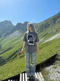 DAXUEN faded light grey oversized polaroid graphic t-shirt — model photo