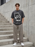DAXUEN faded light grey oversized polaroid graphic t-shirt — model photo