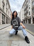 DAXUEN faded light grey oversized polaroid graphic t-shirt — model photo