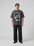 DAXUEN faded light grey oversized polaroid graphic t-shirt — model photo