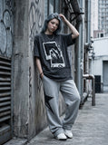DAXUEN faded light grey oversized polaroid graphic t-shirt — model photo